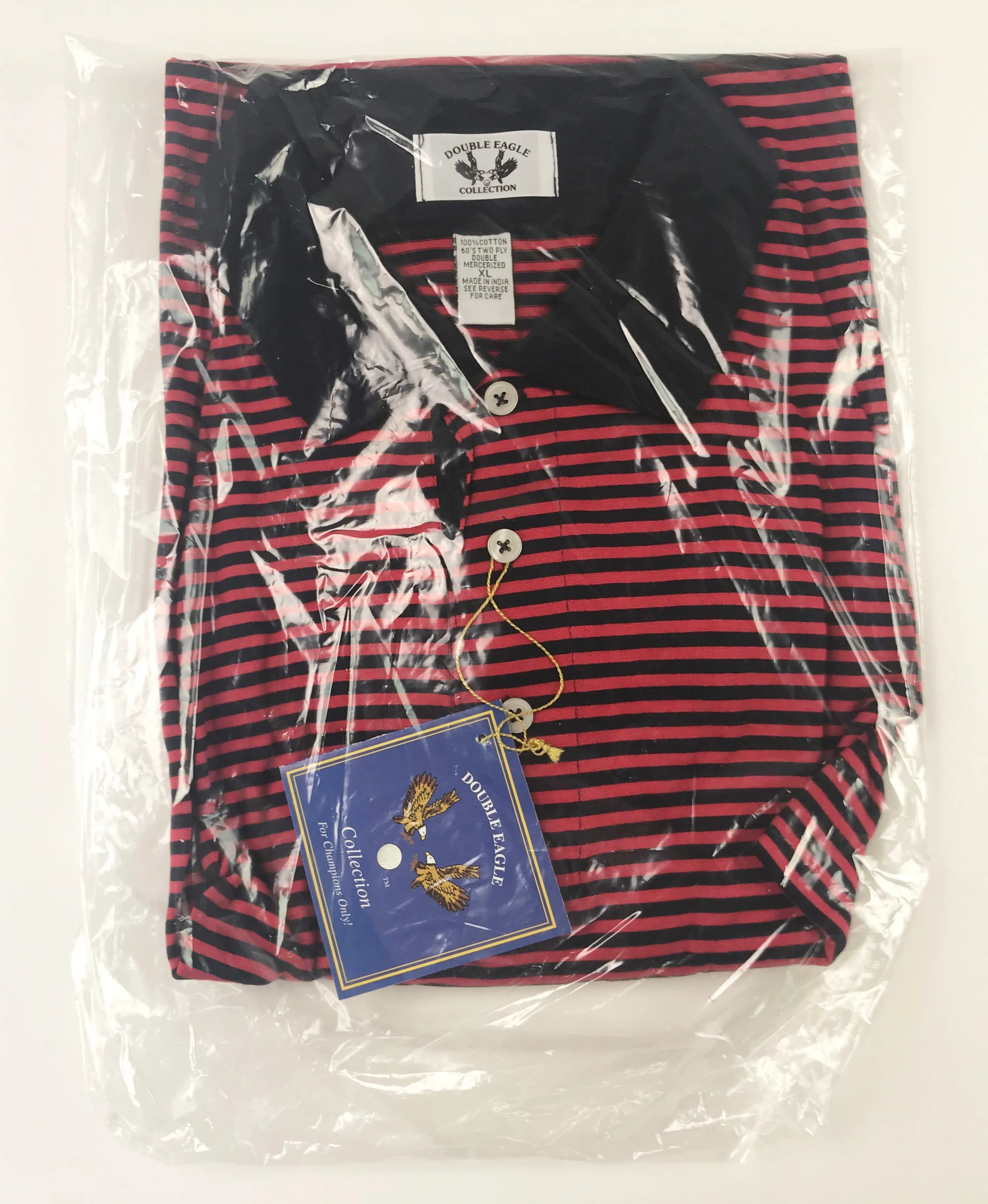 Double Eagle Mens Golf Polo  Red / Black Stripe