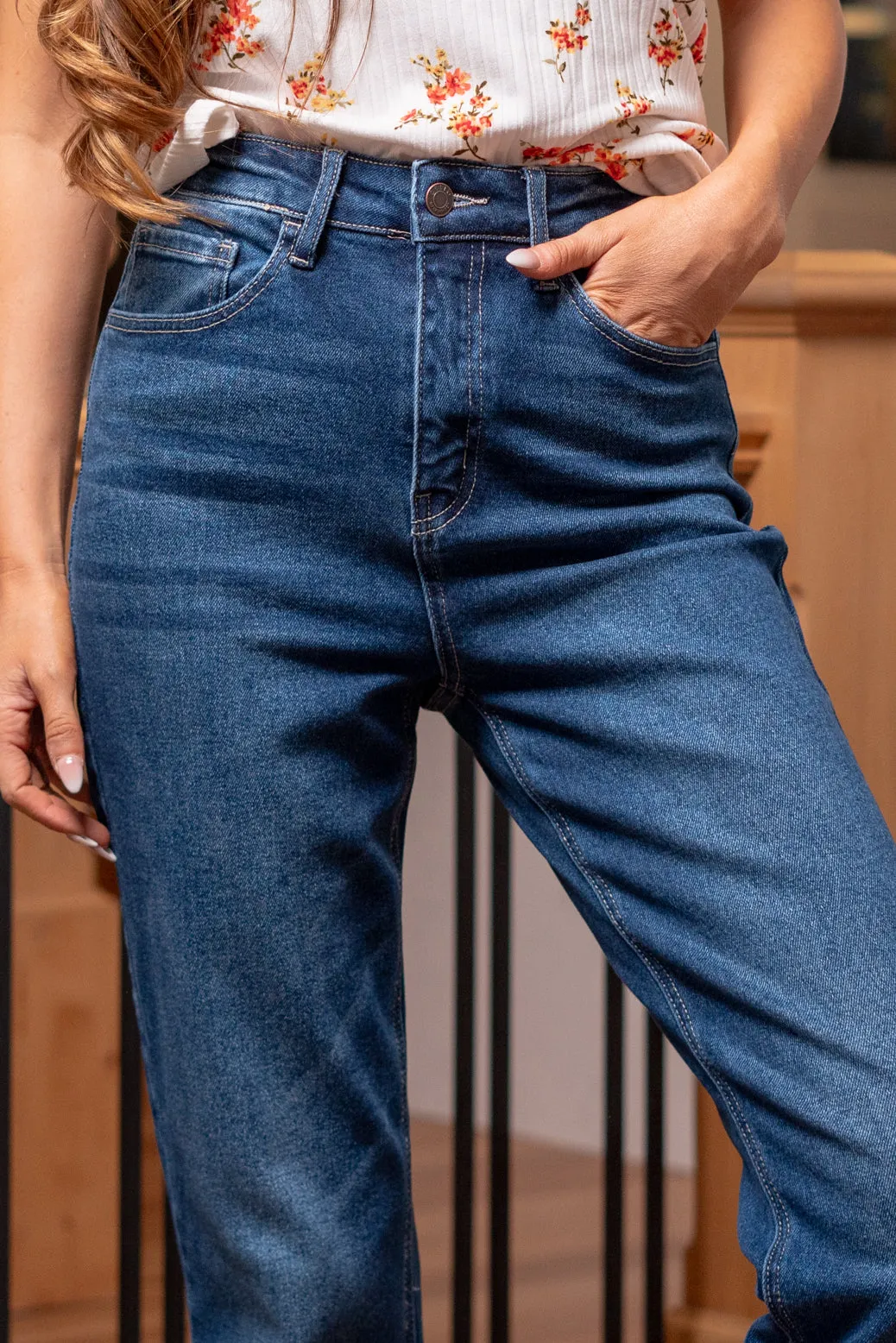 Down For Fun Slit Hem High Rise Straight