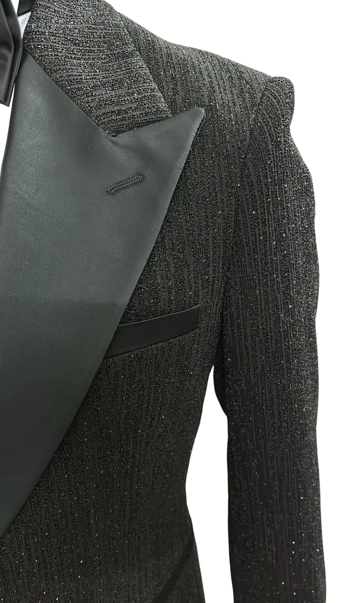 Effetti 1 Button Peak Lapel Glitter Tuxedo EF1PX-1592 BLACK