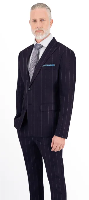 Egg Plant Purple With White Dotted Stripe Suit