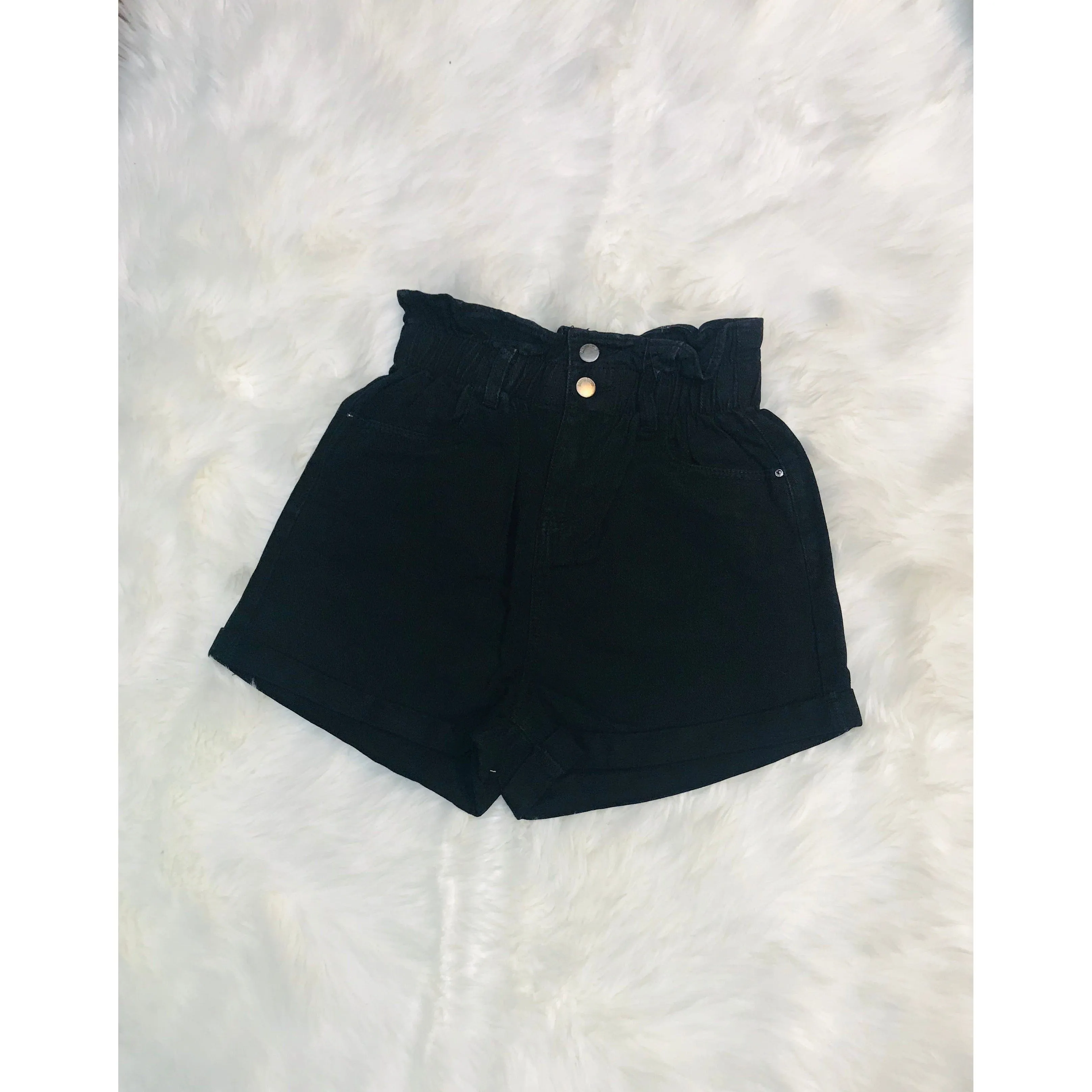 Elastic Waist Denim Shorts