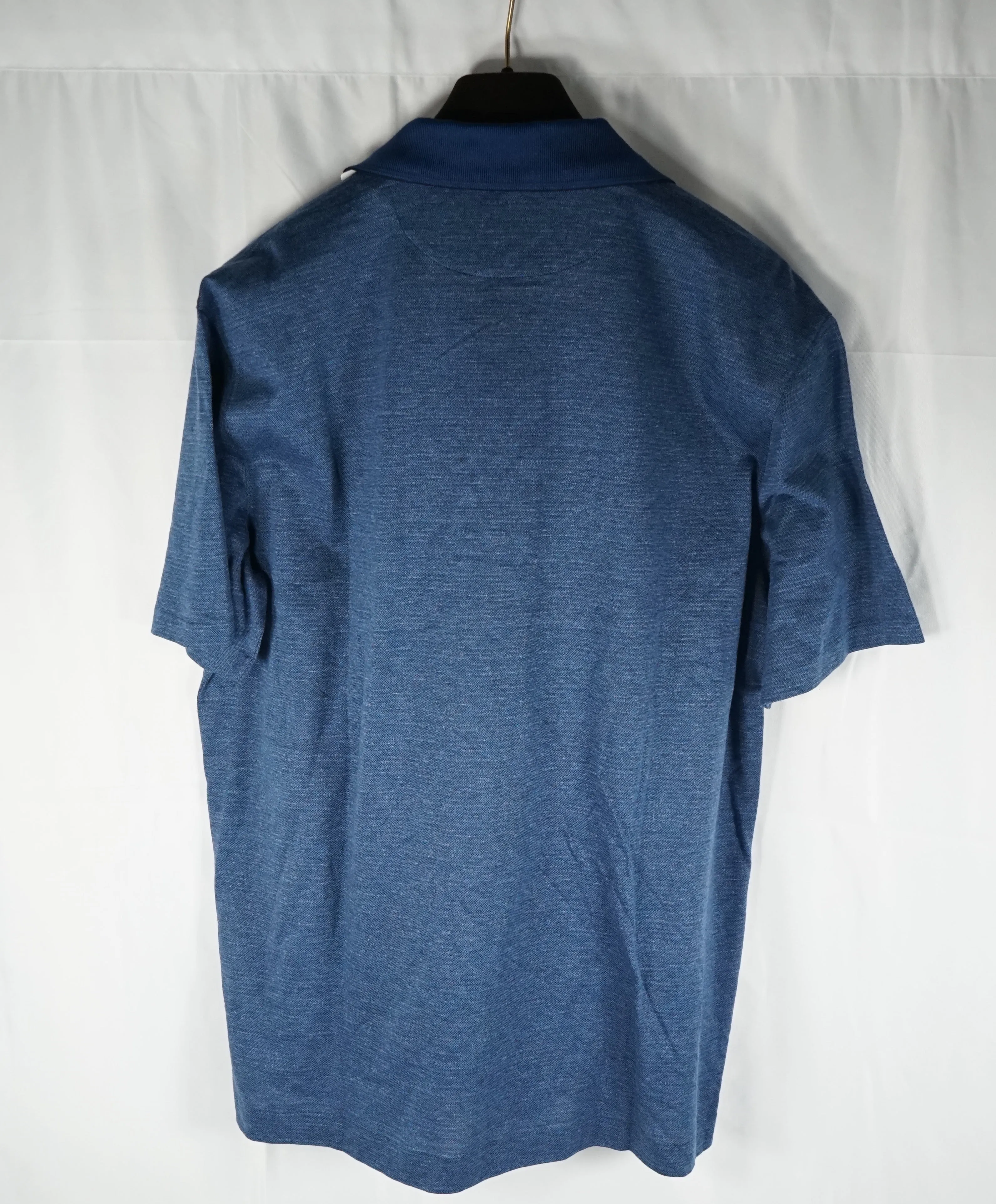 ERMENEGILDO ZEGNA - Blue Tipped Polo Shirt W Engraved Buttons - L