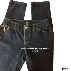 Etcetera Blue Jean's, Size 4, Straight Leg