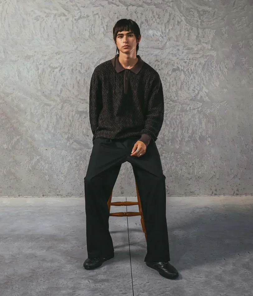EXPANSION KNIT POLO - BROWN