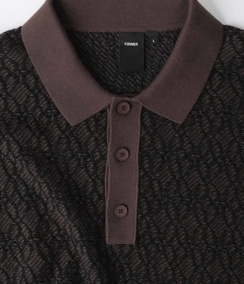 EXPANSION KNIT POLO - BROWN