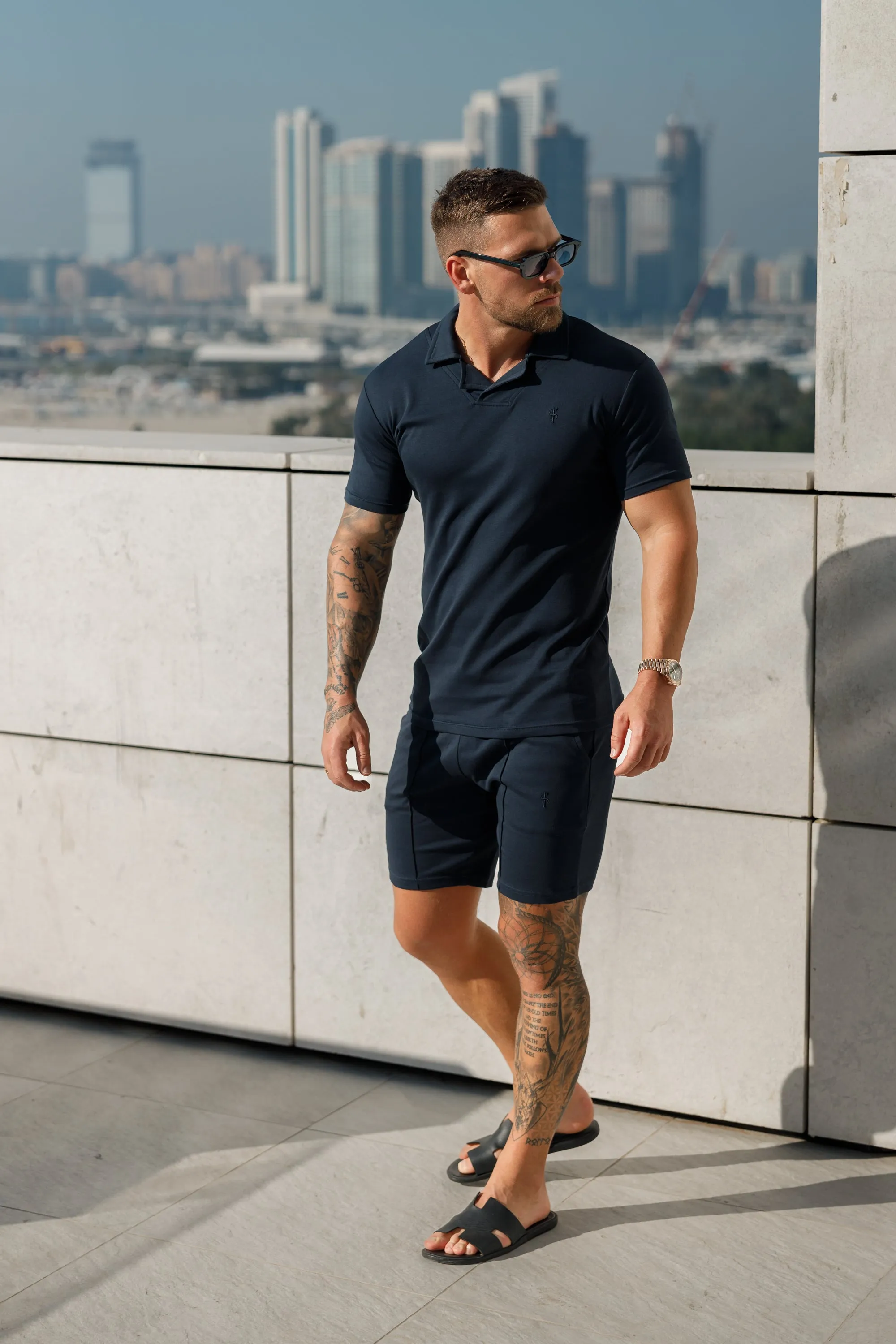 Father Sons Classic Navy Polo Shirt With Revere Collar - FSH1062