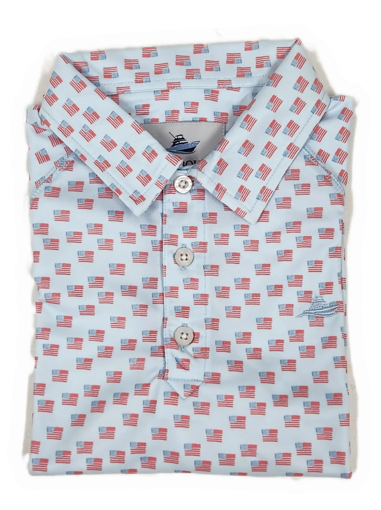 Flag Print Performance Polo