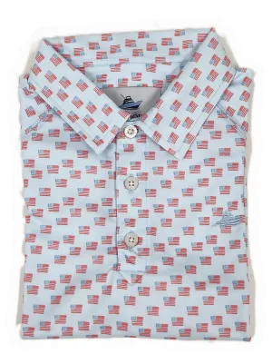 Flag Print Performance Polo