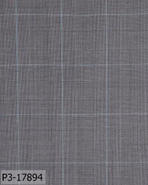 Fossil Grey With Sky Blue Prince of Wales Check Suit