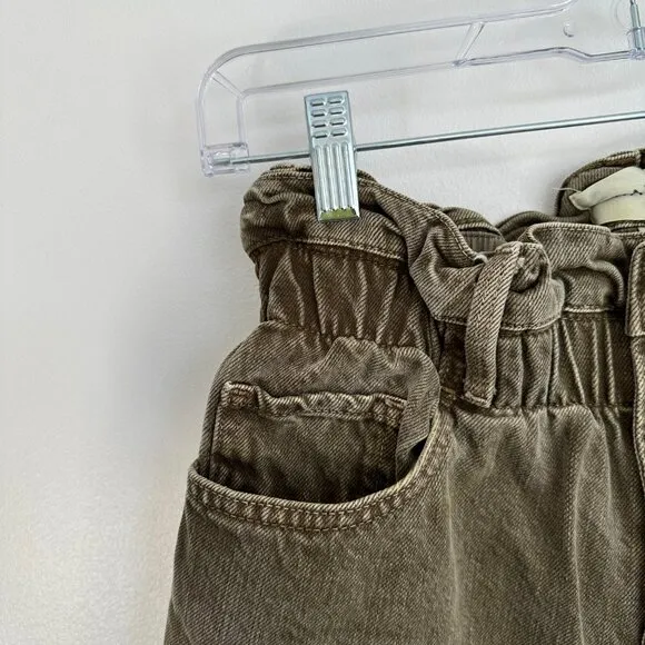 FRAME Denim High Waist Pull On Shorts Women Size XS Washed Green