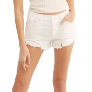 Free People Loving Good Vibrations Spring White Destroyed Denim Shorts Size 31
