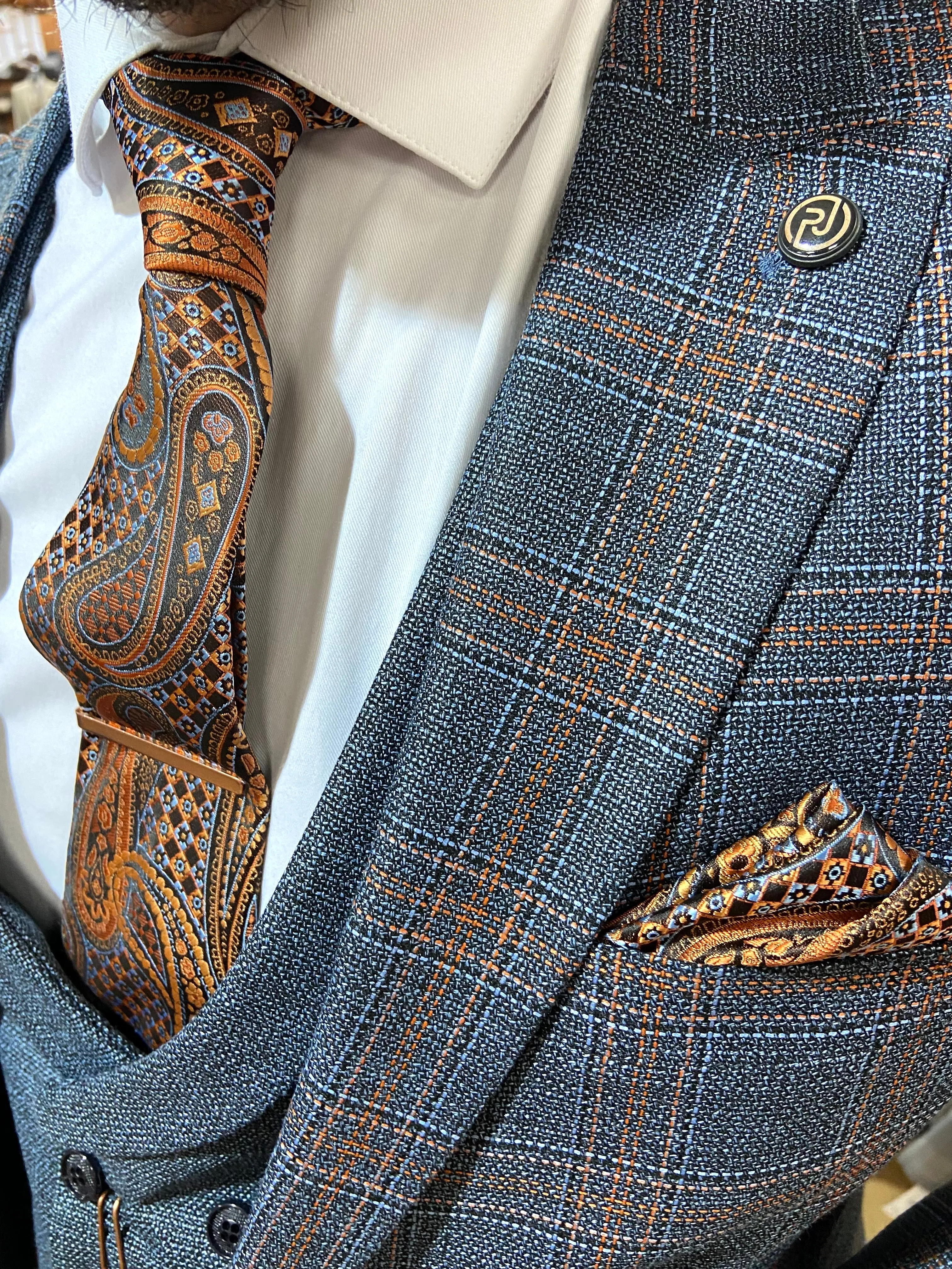 Fury - Navy/Orange 3 Piece Suit