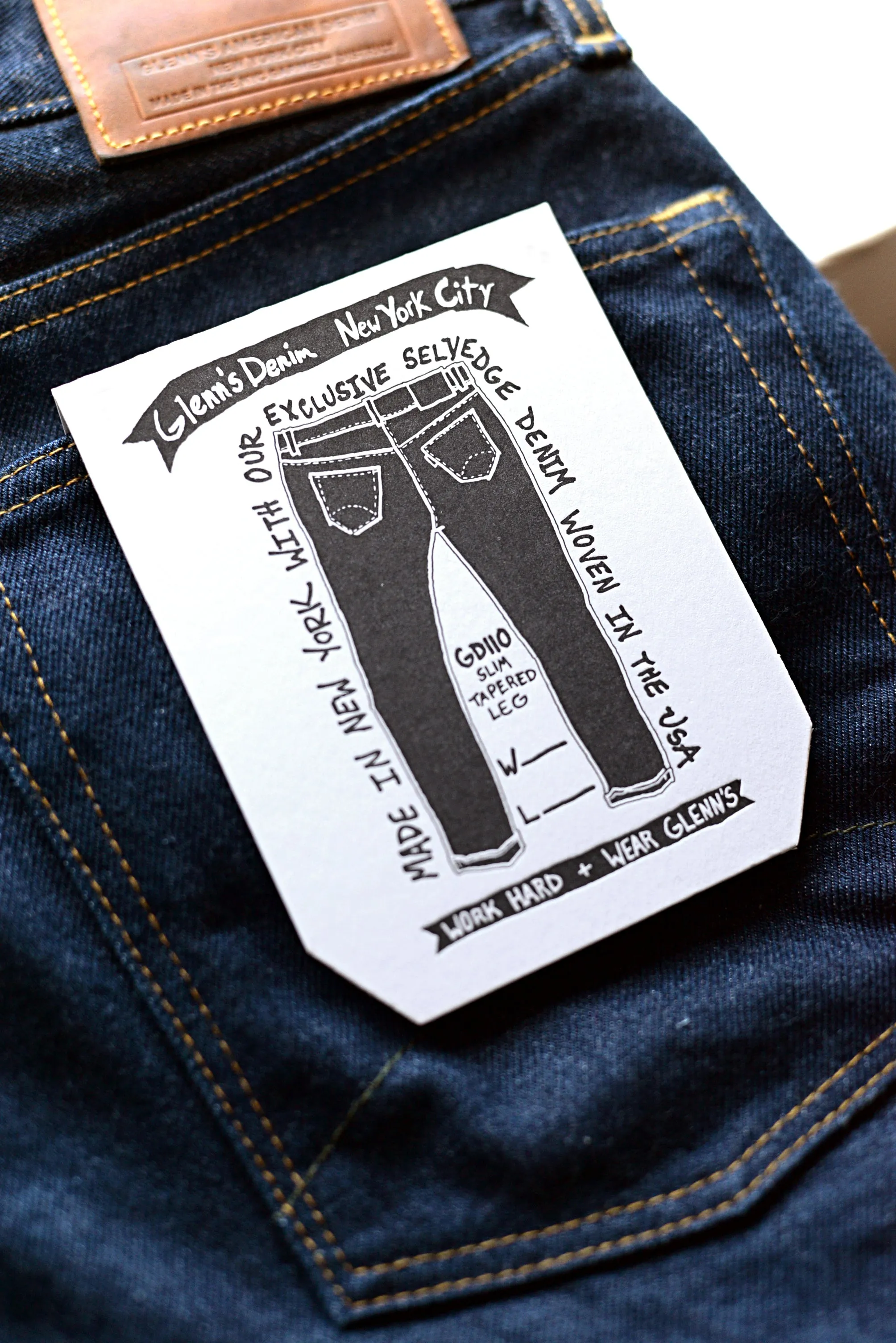 GD110 SLIM TAPERED | Raw 13 Oz Selvedge Denim - Classic Indigo