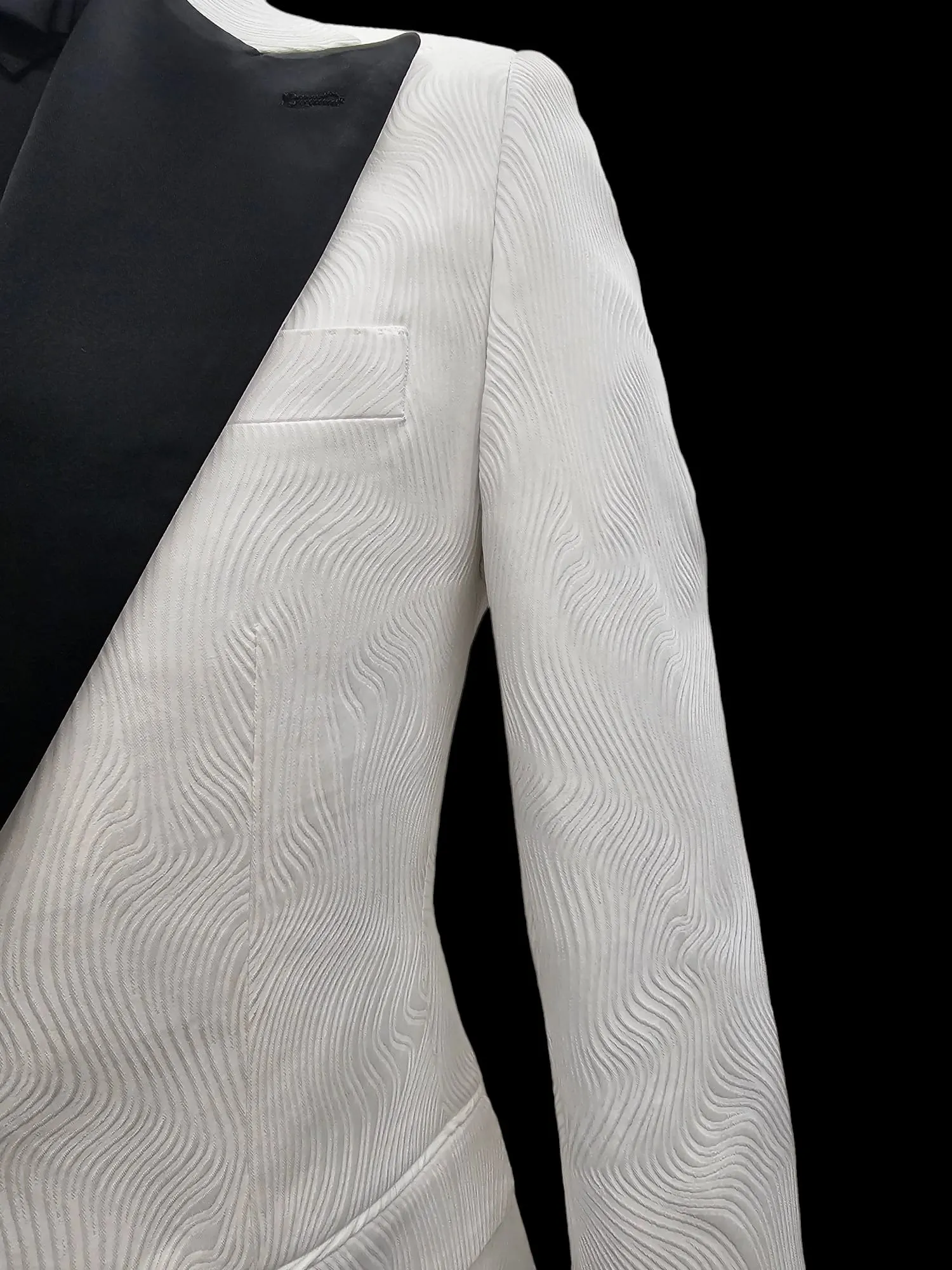 Giovanni Testi 1 Button Peak Satin Lapel Suit GT1PX-D566 White-Blk