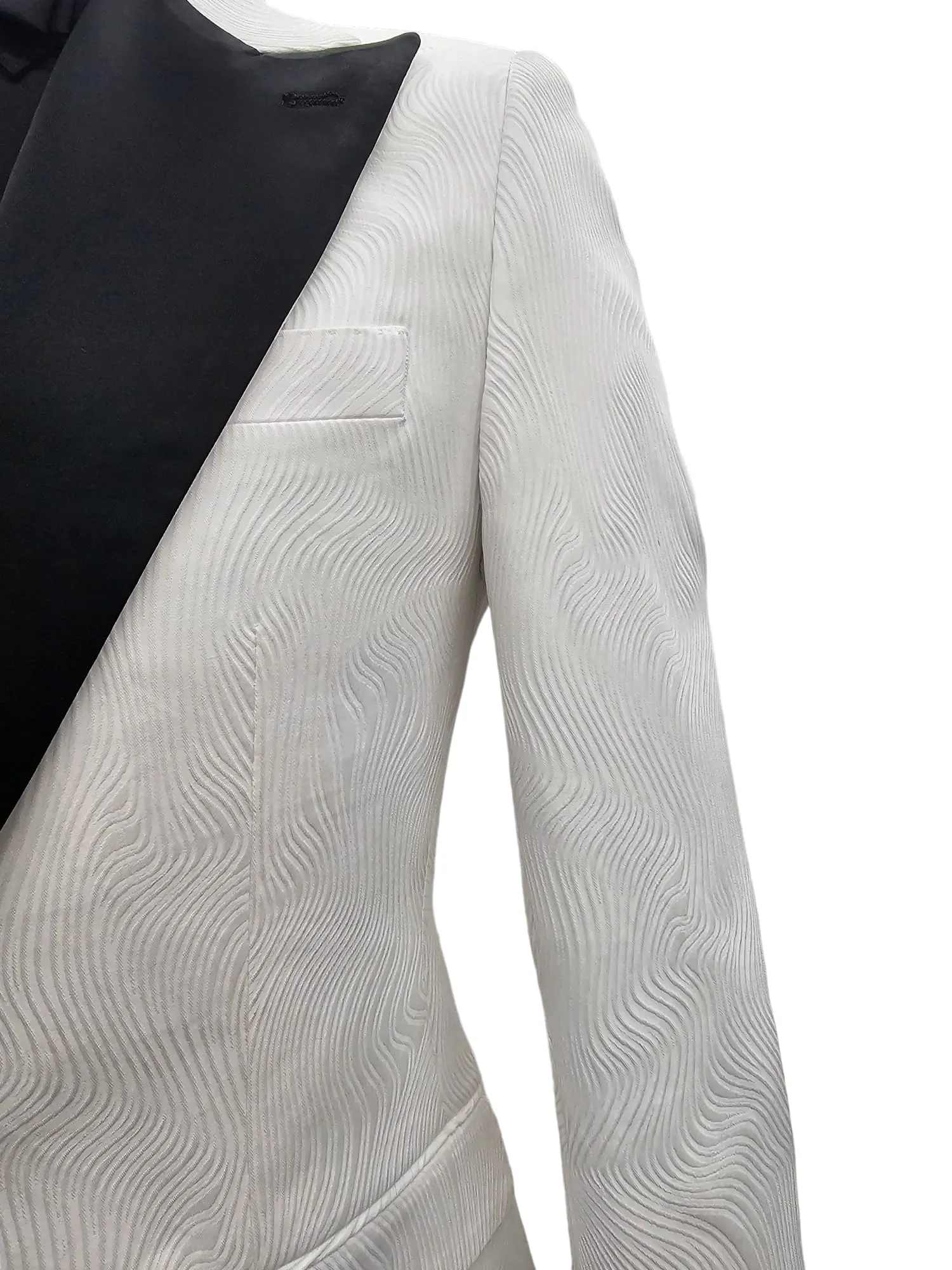 Giovanni Testi 1 Button Peak Satin Lapel Suit GT1PX-D566 White-Blk