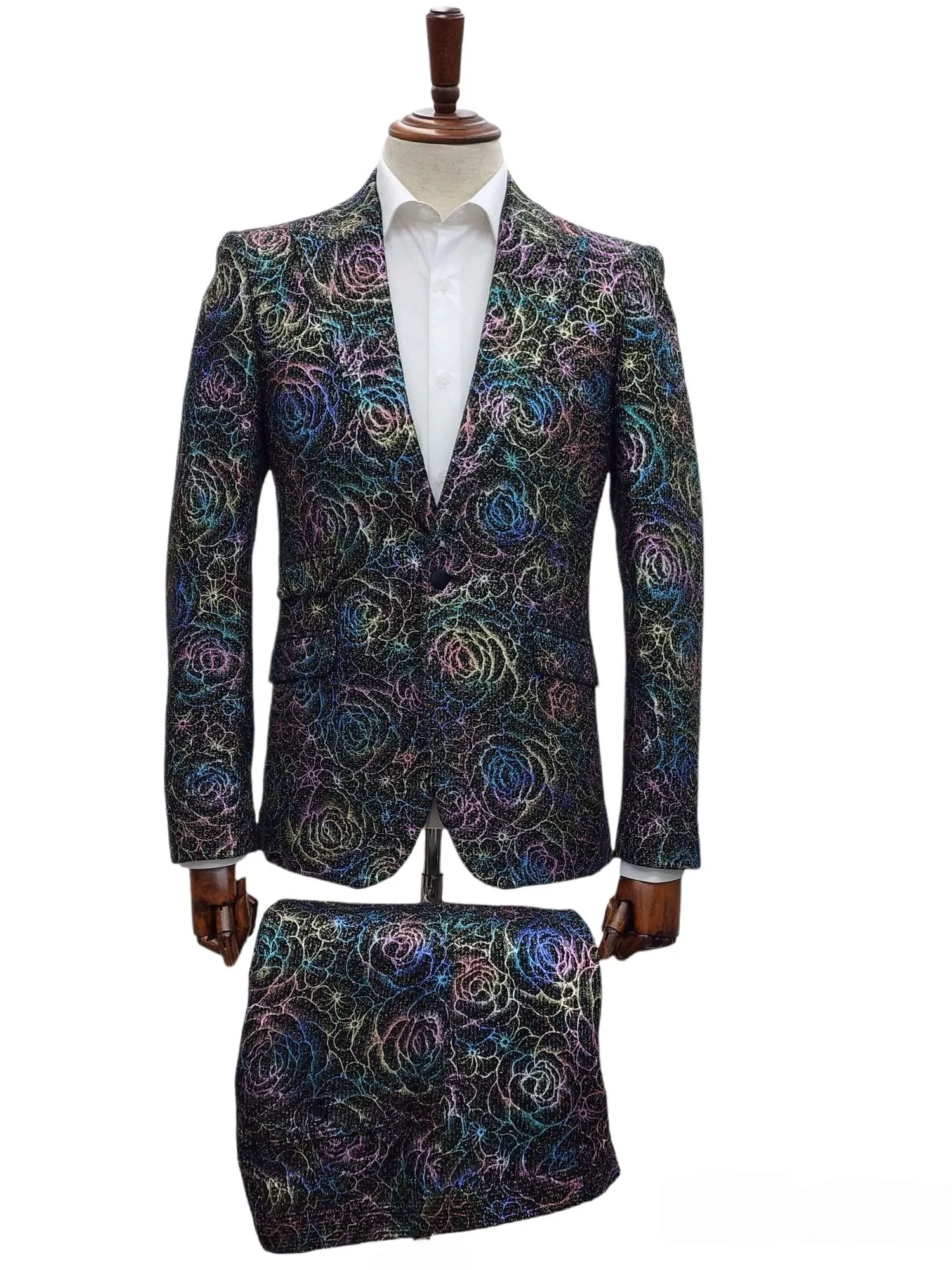 Giovanni Testi 1 Button Slim Fit Suit GT1P-2578 MULTI