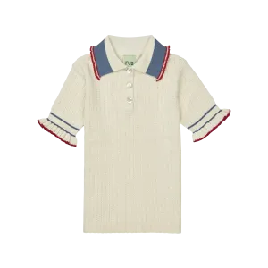 Girls Ivory Cotton Polo Shirt
