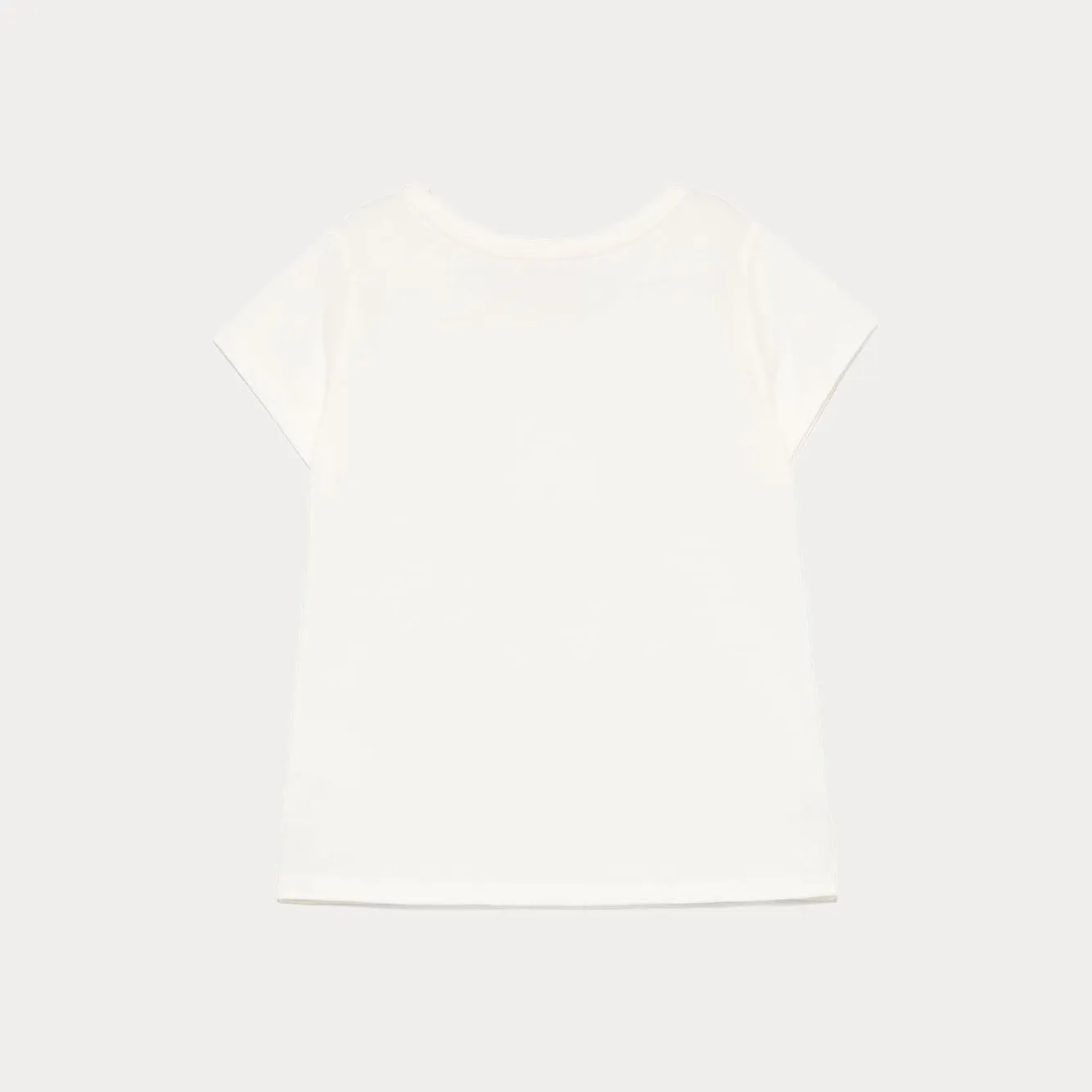 Girls Ivory Printed Logo Cotton T-Shirt