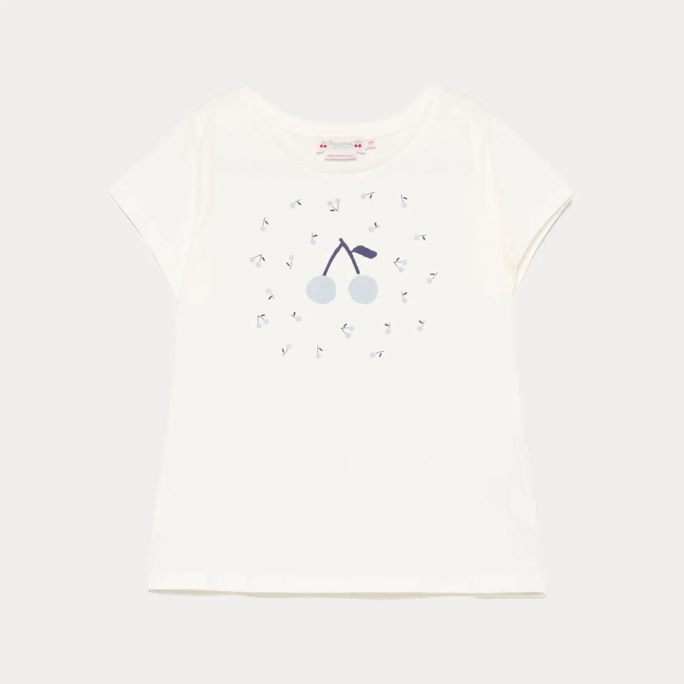 Girls Ivory Printed Logo Cotton T-Shirt