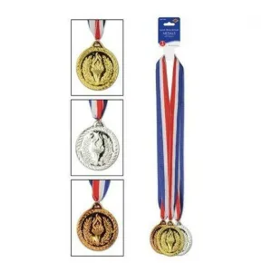 Gold, Silver & Bronze Medals W/Ribbon