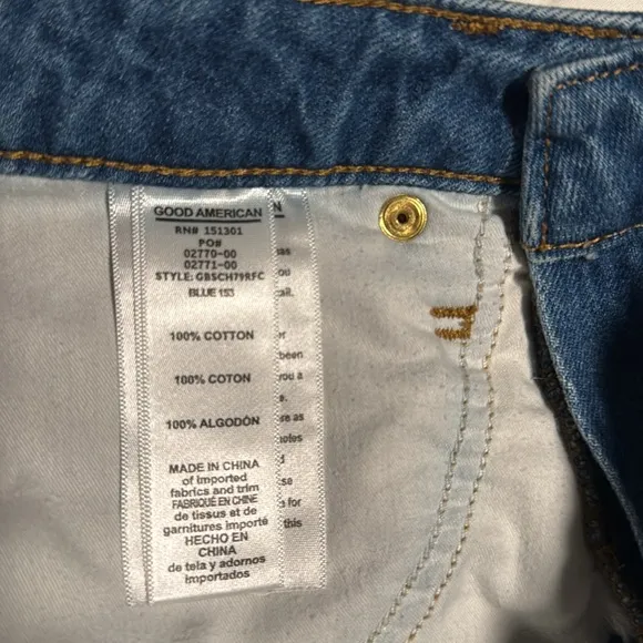 Good American Size 4 Denim Distressed Button Fly Jean Shorts