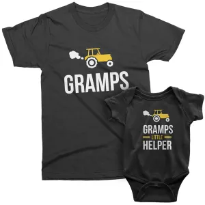 Gramps and Gramp's Little Helper- Farm style Graphic Matching t shirts for Grandpa and Grandkids