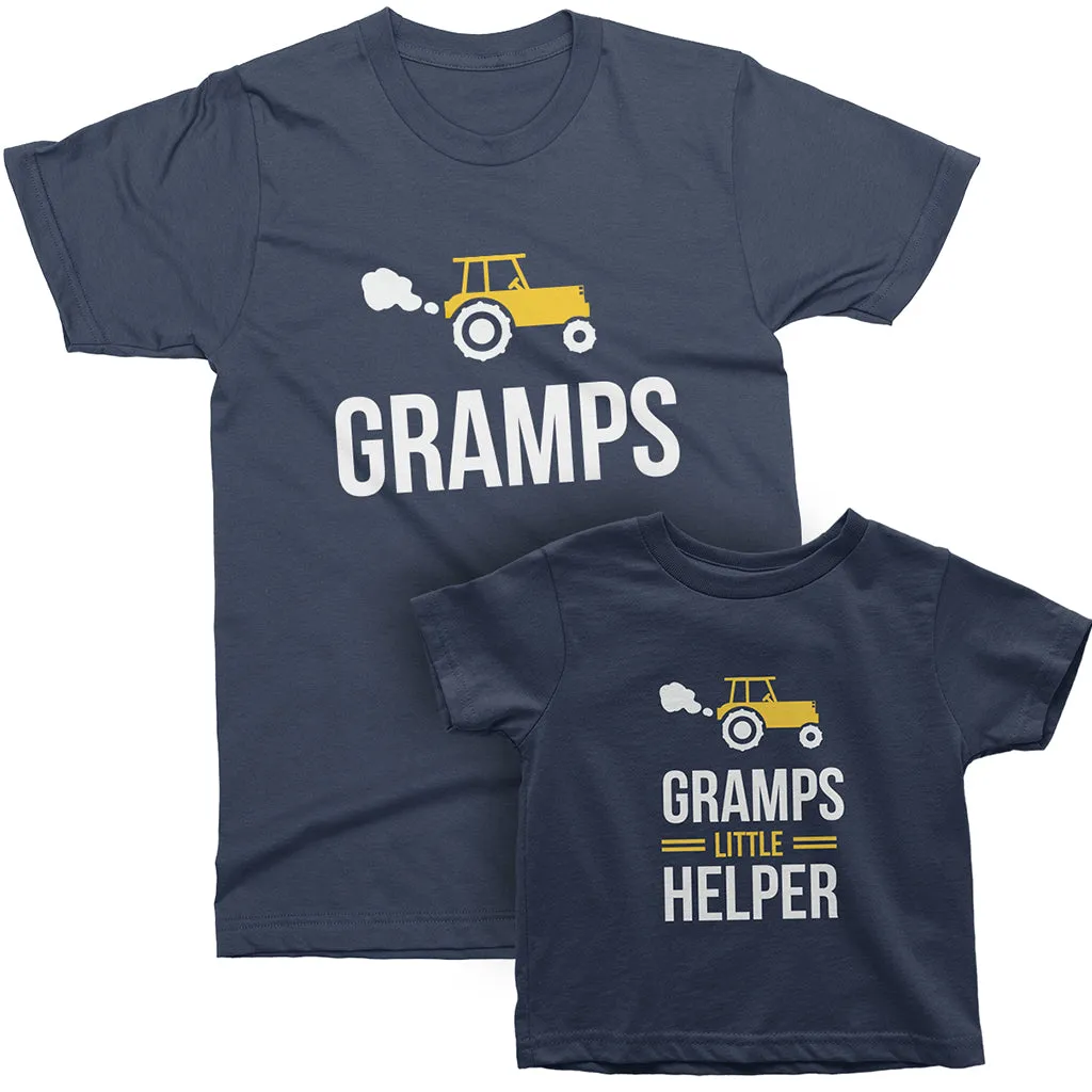 Gramps and Gramp's Little Helper- Farm style Graphic Matching t shirts for Grandpa and Grandkids