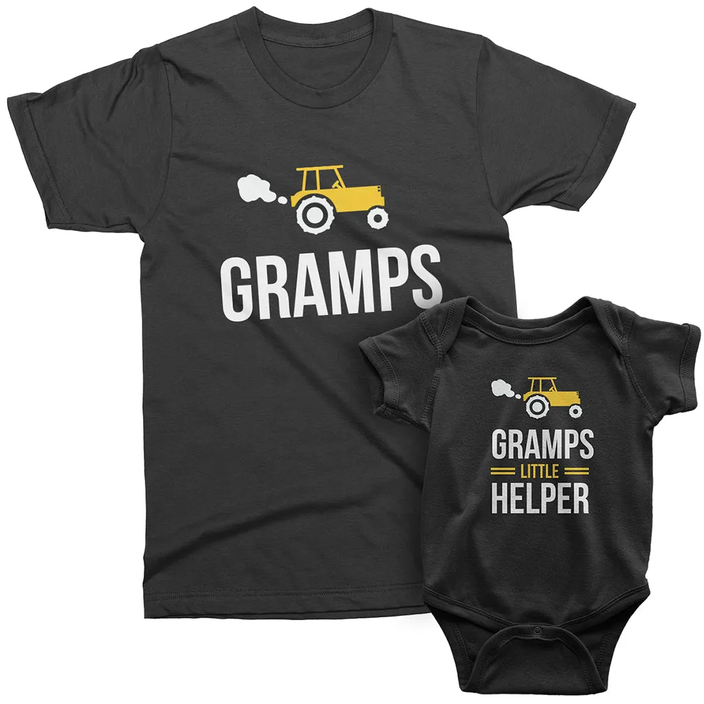 Gramps and Gramp's Little Helper- Farm style Graphic Matching t shirts for Grandpa and Grandkids