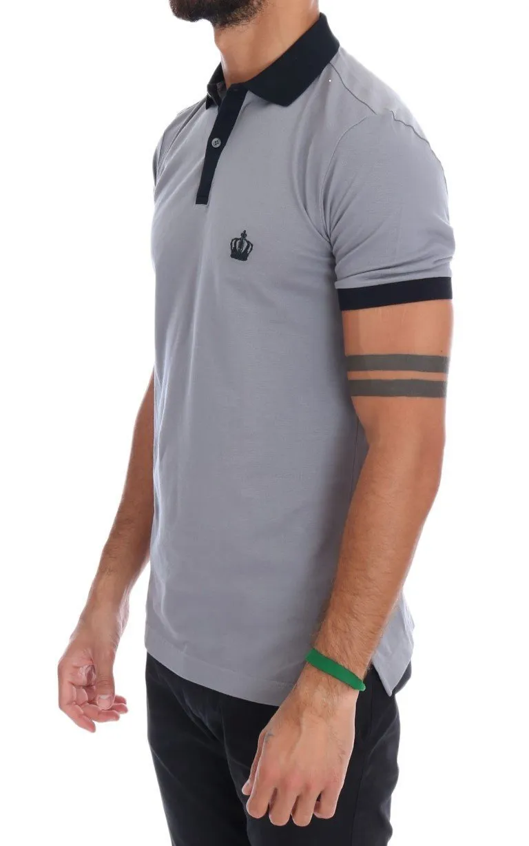Gray Polo Shirt Cotton Crown T-shirt