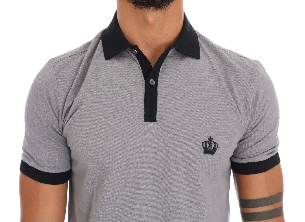 Gray Polo Shirt Cotton Crown T-shirt