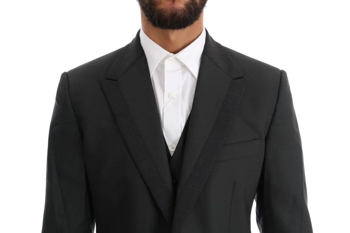 Gray Wool Slim Fit Two Button 3 Piece Suit