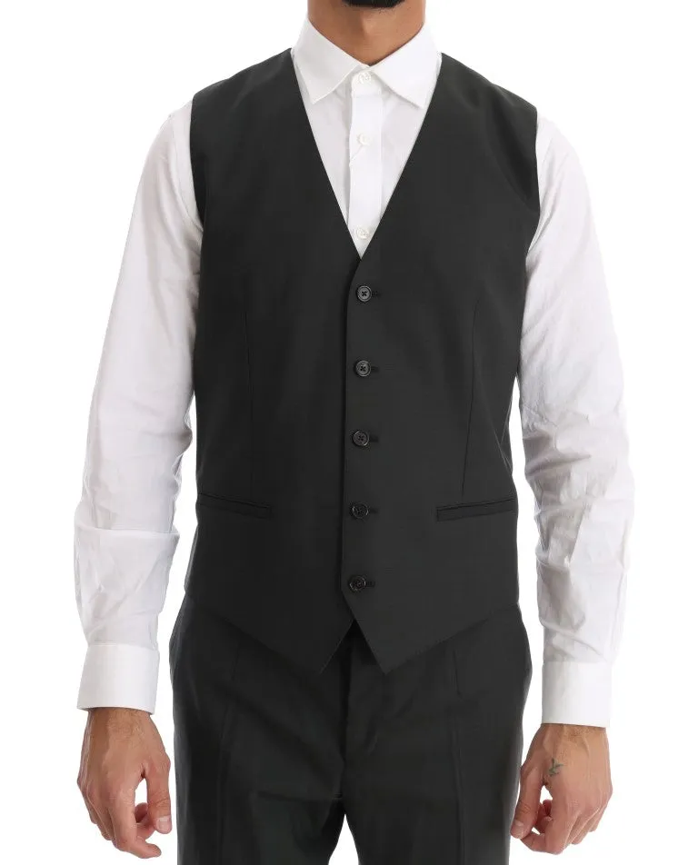 Gray Wool Slim Fit Two Button 3 Piece Suit