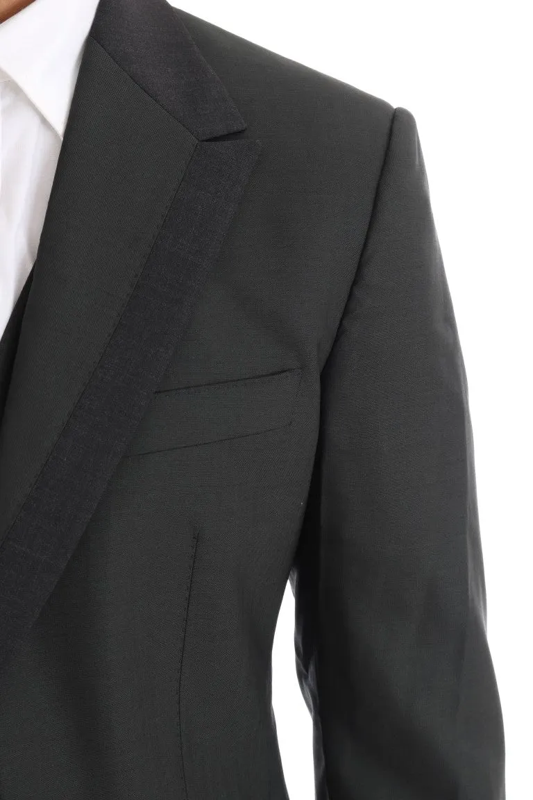 Gray Wool Slim Fit Two Button 3 Piece Suit