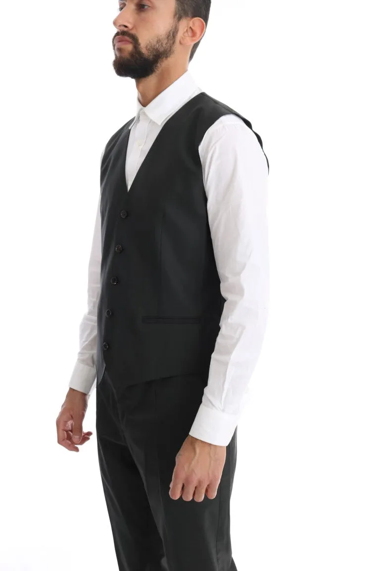 Gray Wool Slim Fit Two Button 3 Piece Suit