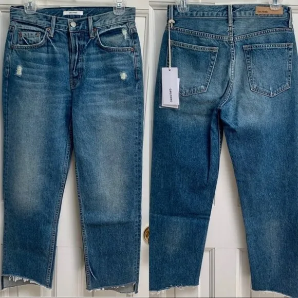 GRLFRND Helena High Rise Crop Straight Jeans