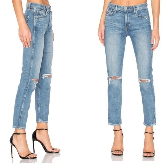 GRLFRND Naomi Distressed Straight Leg Ankle Jeans 26