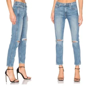 GRLFRND Naomi Distressed Straight Leg Ankle Jeans 26