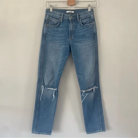 GRLFRND Naomi Distressed Straight Leg Ankle Jeans 26