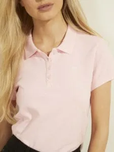 Guess Eco Pique Ladies Golfer Tee Dream Pink