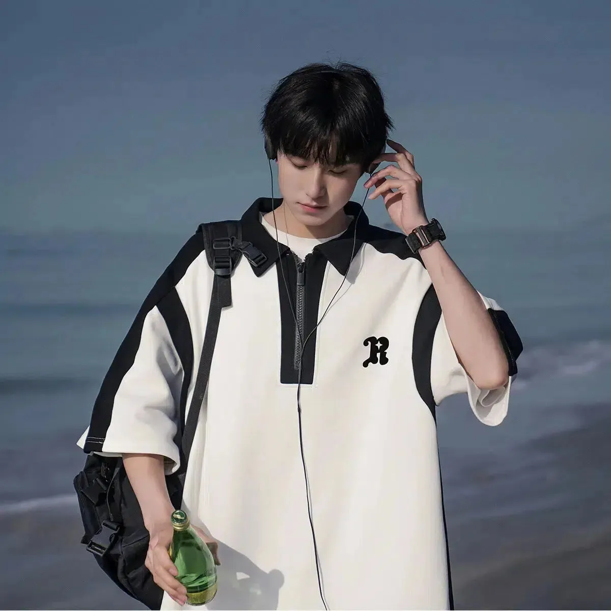 Half-Zip Polo Lapel T-Shirt