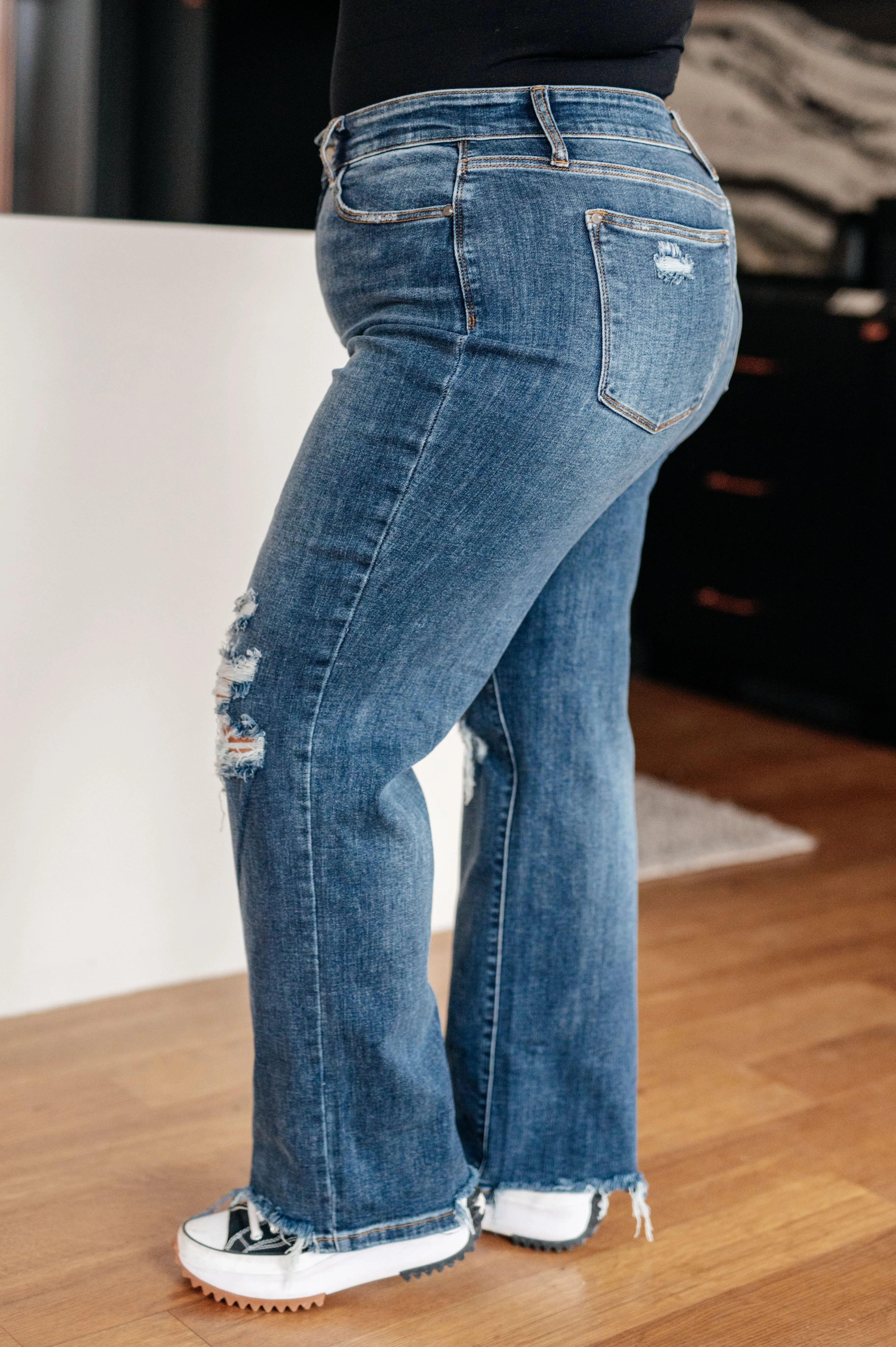 Hazel Blues® |  Rose High Rise 90's Straight Jeans in Dark Wash