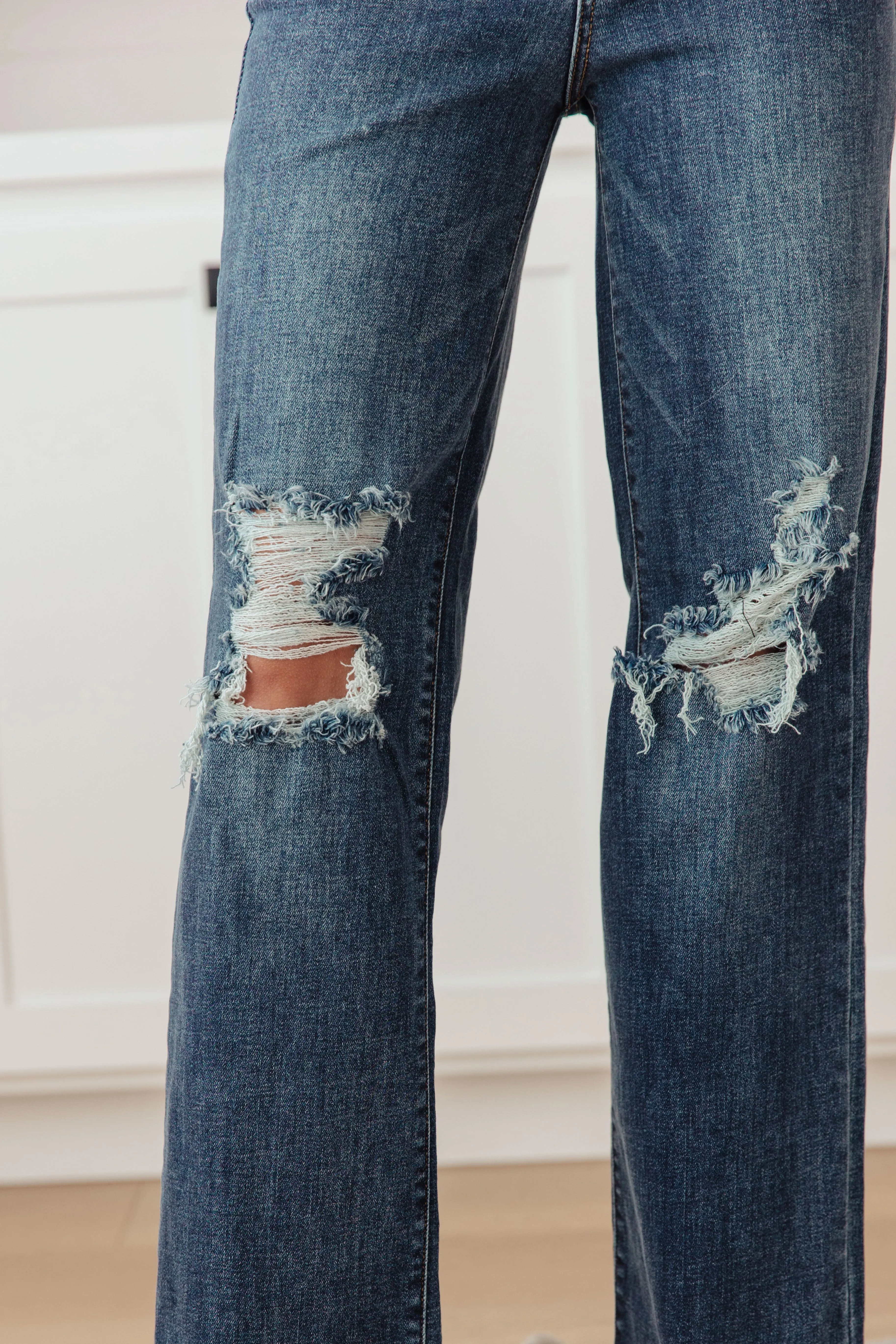 Hazel Blues® |  Rose High Rise 90's Straight Jeans in Dark Wash