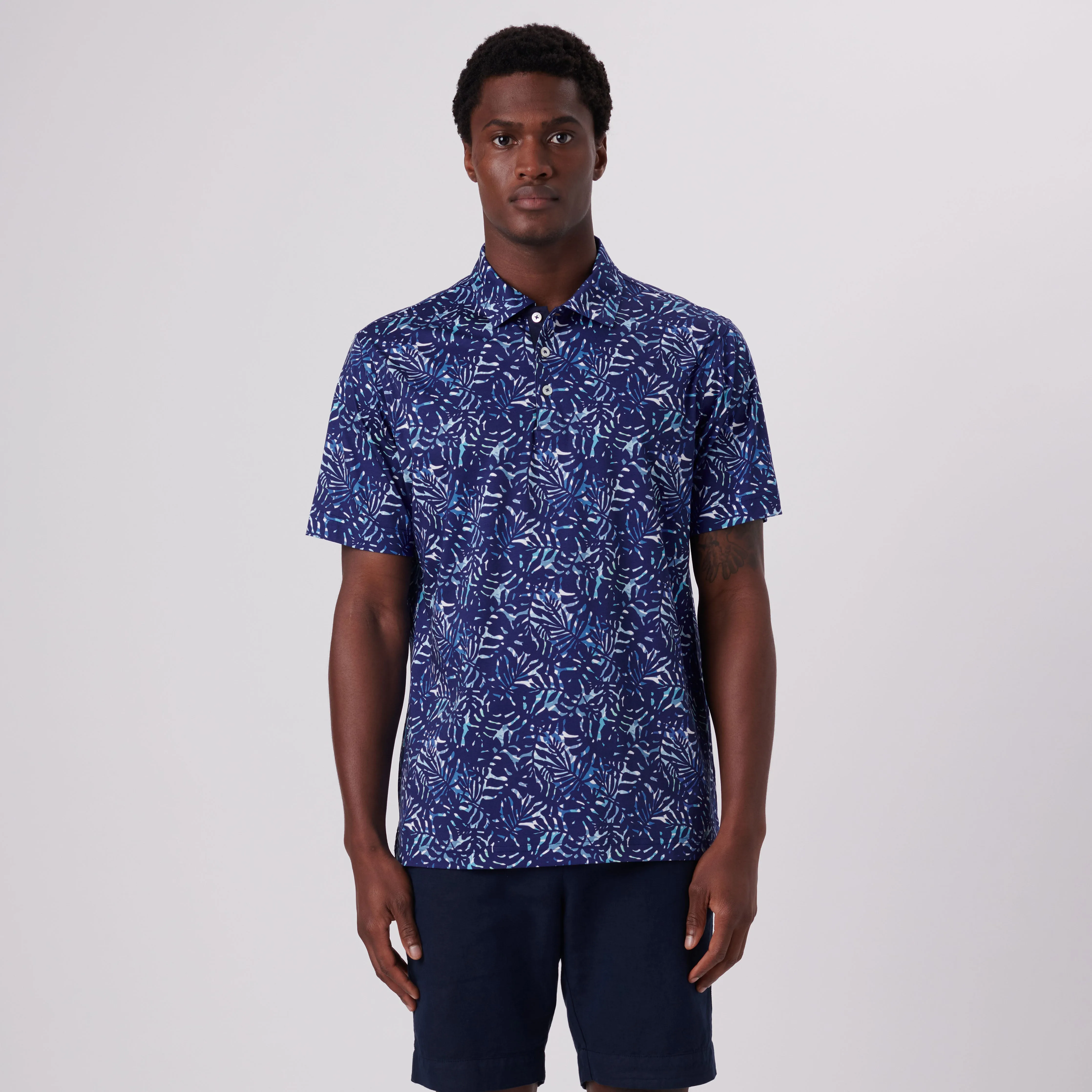 Hendrix Leaf Print Polo Shirt