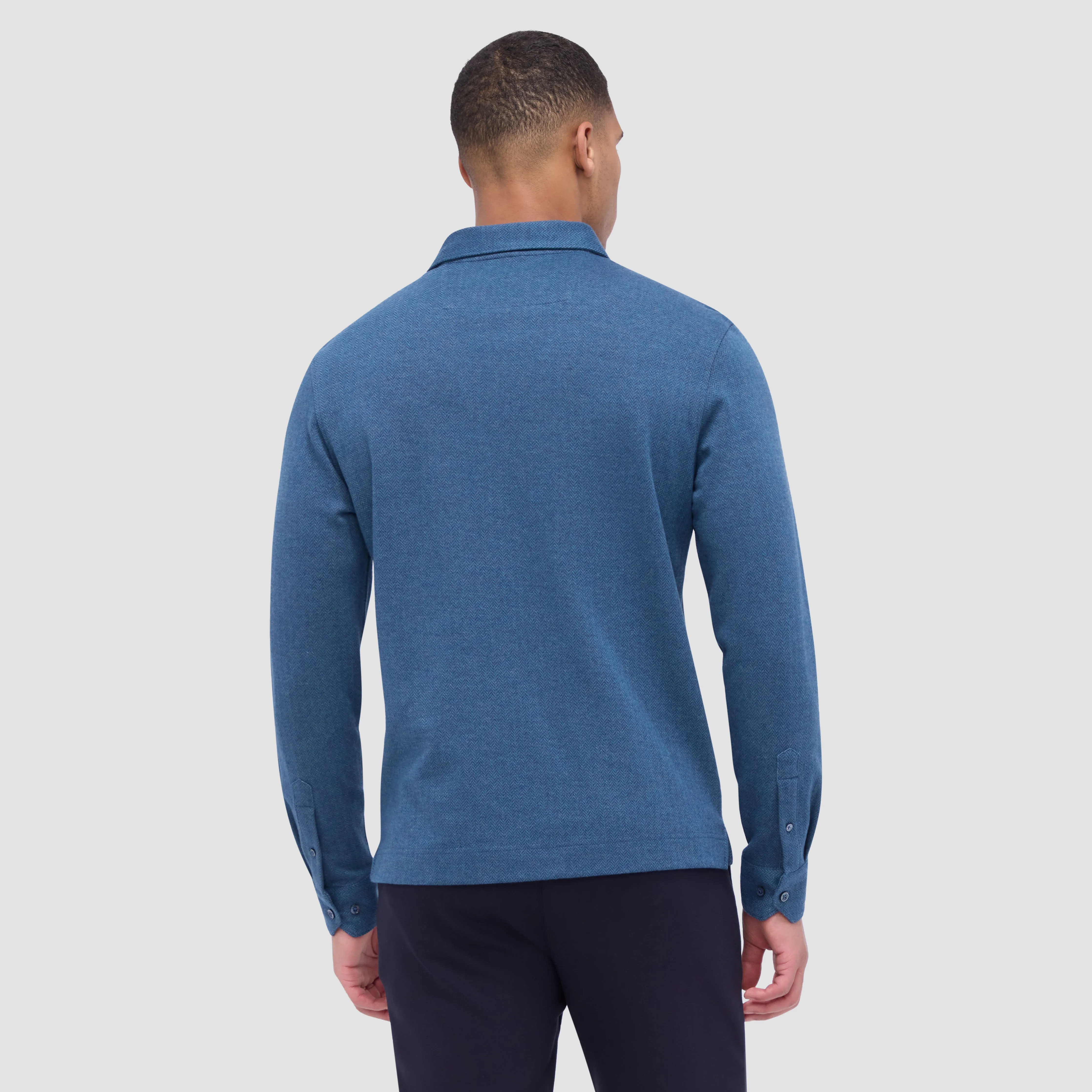 Herringbone Long Sleeve Polo