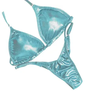 Hologram Baby Blue Fit Model Competition Suit