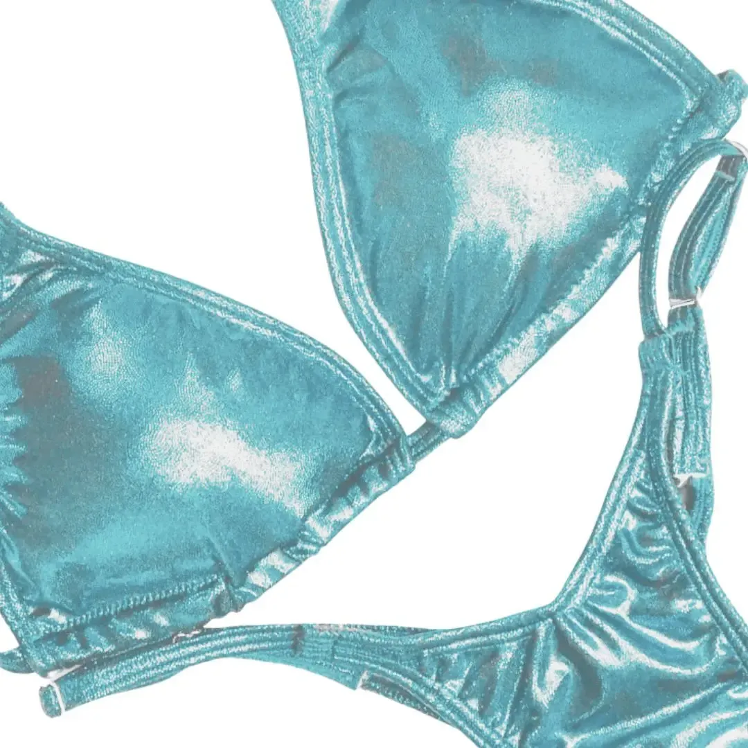 Hologram Baby Blue Fit Model Competition Suit