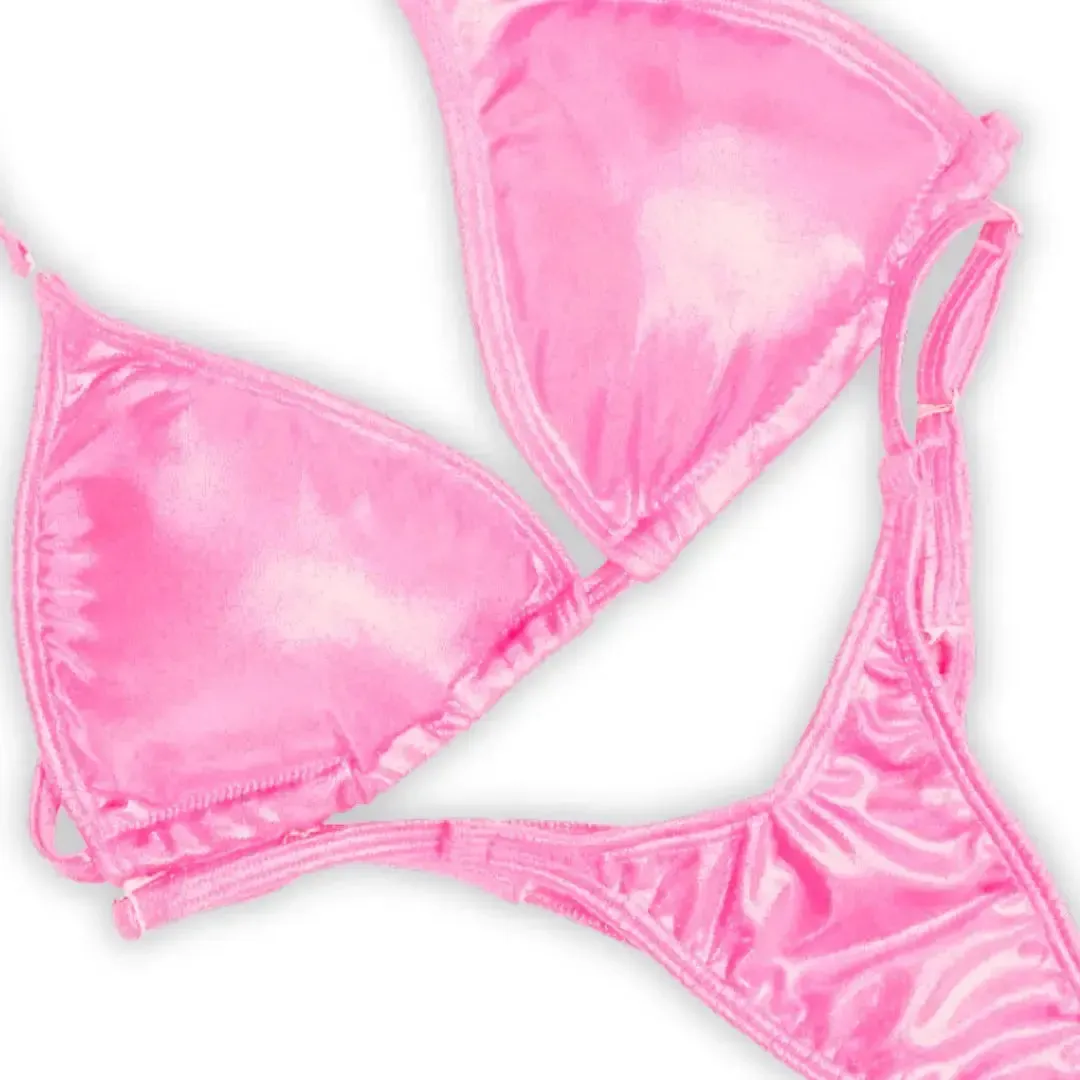 Hologram Baby Pink Fit Model Competition Suit