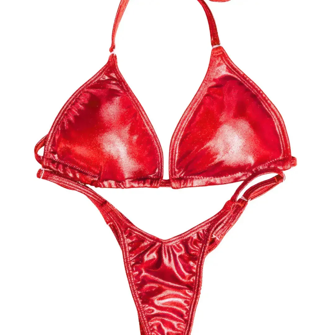 Hologram Red Fit Model Competition Suit