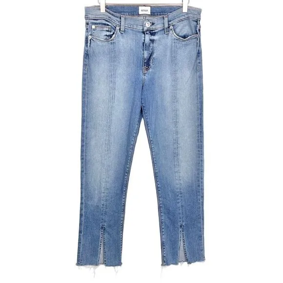 Hudson Blue Moxi Nico Ankle Straight Slit Split Hem Denim Jeans 32