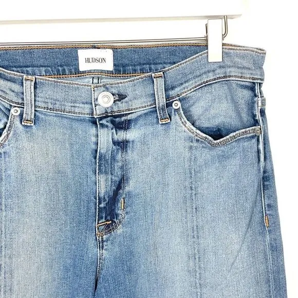 Hudson Blue Moxi Nico Ankle Straight Slit Split Hem Denim Jeans 32